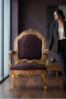 Stull Troun Barock Rokoko Textil 1 Sëtz Sofa Polster Fauteuil Italienesch Miwwelen