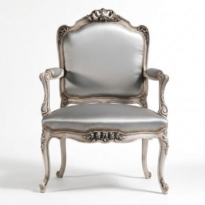 Iesszëmmer Still Luxus Fauteuil Still Holz Sëlwer Troun Barock Wunnzëmmer Miwwelen