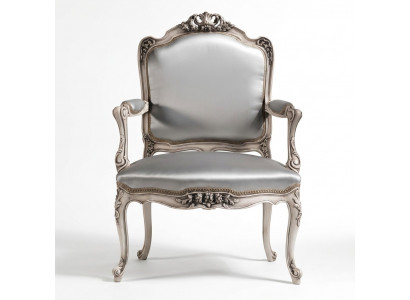 Iesszëmmer Still Luxus Fauteuil Still Holz Sëlwer Troun Barock Wunnzëmmer Miwwelen