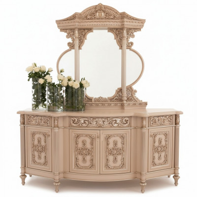 Kommode Anrichte Kommoden Spigel Set Echt Holz Italienesch Miwwelen Antik Stil