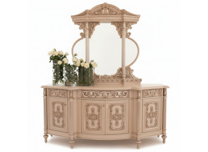 Kommode Anrichte Kommoden Spigel Set Echt Holz Italienesch Miwwelen Antik Stil
