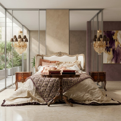 Klassescht Bett Duebelbett Chesterfield Luxus Miwwelen Italienesch Ariichtung
