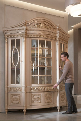 Vitrinen Glas Schaf Echt Holz Anrichte Vitrine Wunnzëmmer Miwwelen Massivt Holz