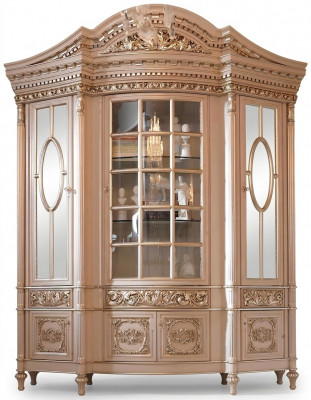 Vitrinen Glas Schaf Echt Holz Anrichte Vitrine Wunnzëmmer Miwwelen Massivt Holz