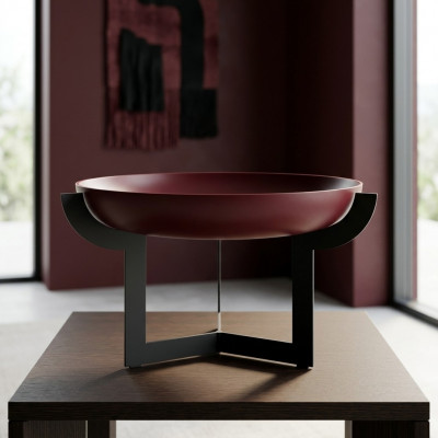 Niewentisch aus Edelstol Dësch Italienesch Miwwelen Couchtisch Stänner Blummen Vase