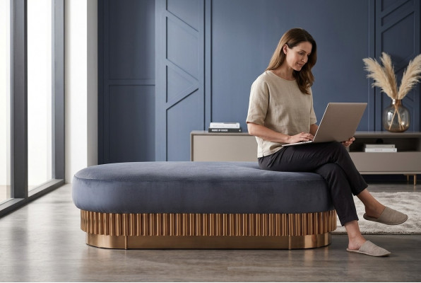 Sëtzpolster Bankpolster Sëtz Hocker Bank Stoff Holz Stil Designer Fousshocker