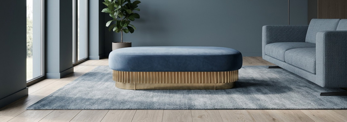 Sëtzpolster Bankpolster Sëtz Hocker Bank Stoff Holz Stil Designer Fousshocker