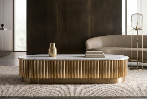 Couchtisch Designer Wunnzëmmer Dëscher Miwwelen Luxus Dësch Nuetsdësch Marmor Metall