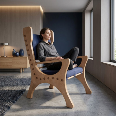 Iesszëmmer Stull 1 Sëtz Sessel Holz Luxus Klassik Barock Rokoko Design Miwwelen Nei