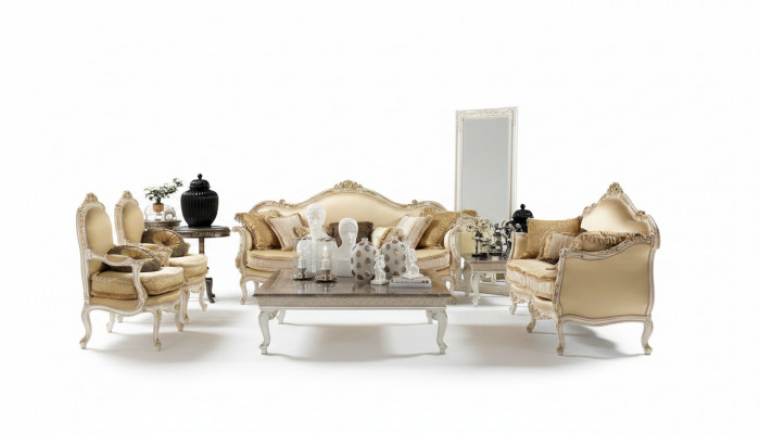 Design-Sofa, Sofa-Garnitur, Gruppéiert Modern Luxus, elegant Sëtzgrupp 3+2+1 Sëtzer