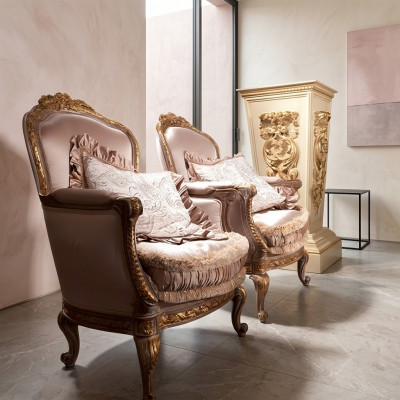 Fotell Leihnfotell Liese Stull Ouerfotell Luxus Sofa Këssen Italienesch Miwwelen