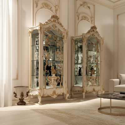 Vitrine Glas Schaf Schief Regal Holz Vitrin Moderne Design Wunnzëmmer Nei