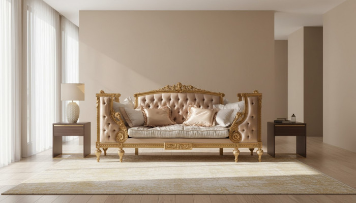 Canapé dräisëtzer Couch Gepolstert Miwwelen Chesterfield Barock Rokoko Antik Stil Nei