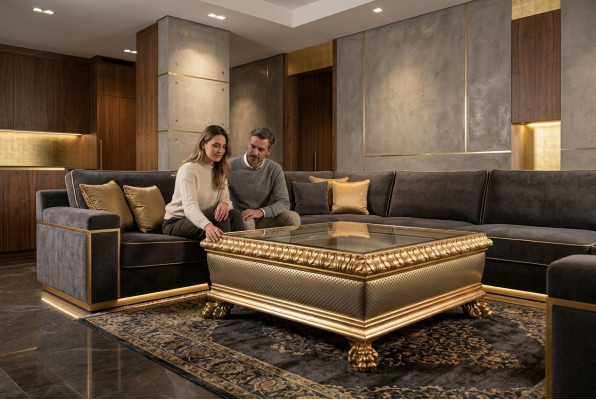 Couchtisch Design Miwwelen Stil Barock Holz Italienesch Dësch Dëscher Couchtischen