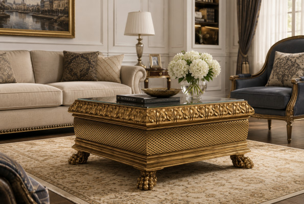 Couchtisch Design Miwwelen Stil Barock Holz Italienesch Dësch Dëscher Couchtischen