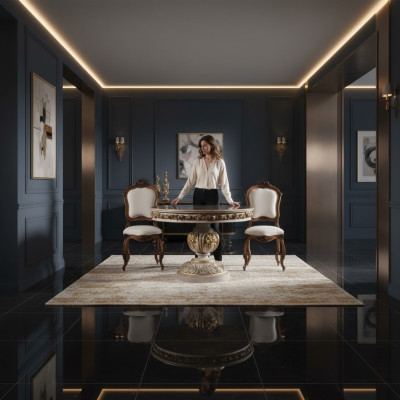 Iessen Dësch Dëscher Ronne Miwwelen Iessen Dësch Luxus Rond Dësch Massivt Holz Italienesch Barock