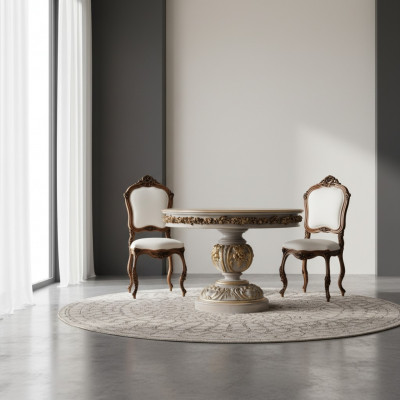 Iessen Dësch Dëscher Ronne Miwwelen Iessen Dësch Luxus Rond Dësch Massivt Holz Italienesch Barock