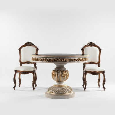 Iessen Dësch Dëscher Ronne Miwwelen Iessen Dësch Luxus Rond Dësch Massivt Holz Italienesch Barock