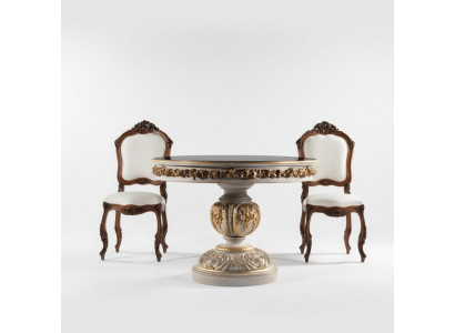 Iessen Dësch Dëscher Ronne Miwwelen Iessen Dësch Luxus Rond Dësch Massivt Holz Italienesch Barock