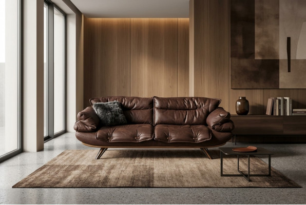 Multifunktiouns-Couch Dräisëtzer Sofa Couchen Miwwelen Sofasen Brong Weich gepolstert