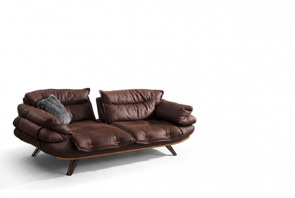 Multifunktiouns-Couch Dräisëtzer Sofa Couchen Miwwelen Sofasen Brong Weich gepolstert