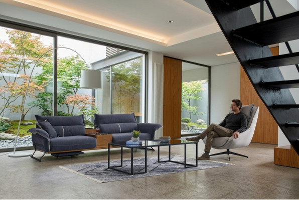 Luxus Garnitur Set Sofagarnitur 4+1 Sëtz Sofa Sofas Fauteuil Stoff 2tlg. Sets