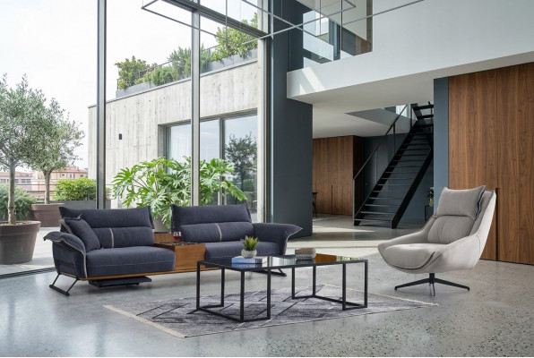 Luxus Garnitur Set Sofagarnitur 4+1 Sëtz Sofa Sofas Fauteuil Stoff 2tlg. Sets