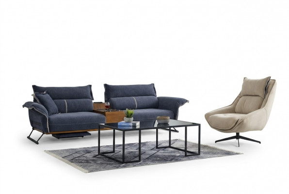 Luxus Garnitur Set Sofagarnitur 4+1 Sëtz Sofa Sofas Fauteuil Stoff 2tlg. Sets