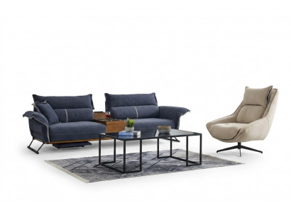 Luxus Garnitur Set Sofagarnitur 4+1 Sëtz Sofa Sofas Fauteuil Stoff 2tlg. Sets