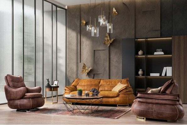 Sofagarnitur 3+1+1 Sëtzerset Design Sofa Gepolstert Couchen Modern 3 Deeler