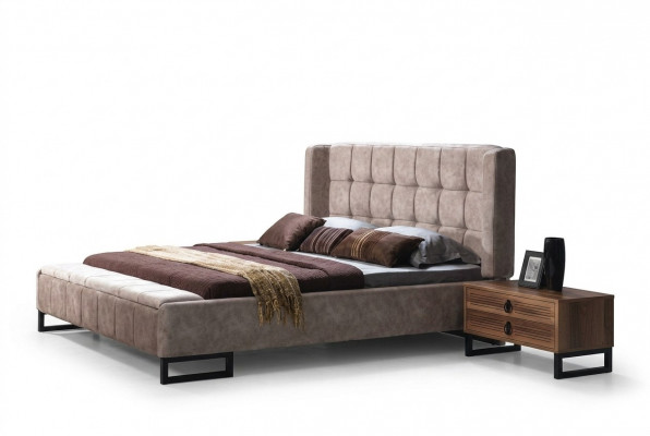 Bett Duebelbett Better Miwwelen Ariichtung Schlofkummer Design Stoff
