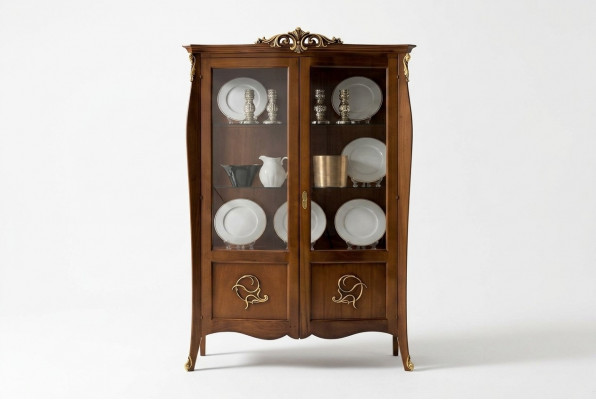 Vitrin Glas Schaf Kommod Schief Italien Miwwelen Holz Stil Barock Vitrine
