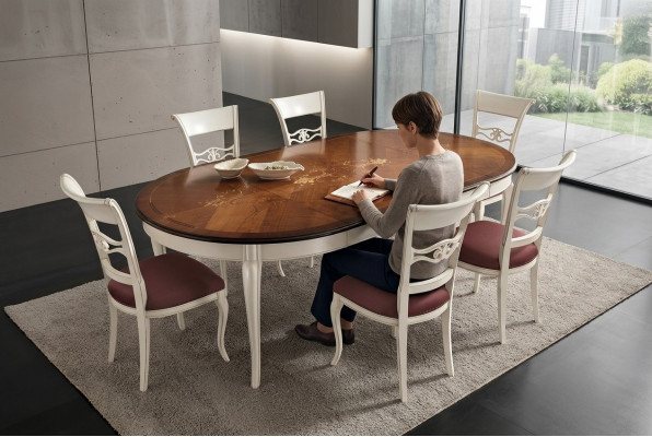 Massivholz Stiitchen Iesszëmmer Design Stull mat geschnëtzten Musteren Sëtzmiwwel Stull