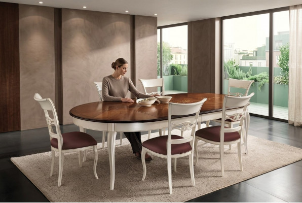Komplett Set Iessdësch 6x Still Iesszëmmer Set Iess Grupp Holz Dësch Dëscher 7tlg