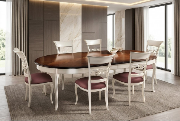 Komplett Set Iessdësch 6x Still Iesszëmmer Set Iess Grupp Holz Dësch Dëscher 7tlg