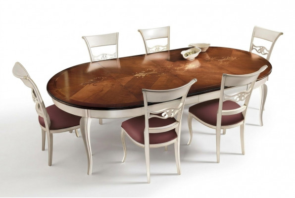 Komplett Set Iessdësch 6x Still Iesszëmmer Set Iess Grupp Holz Dësch Dëscher 7tlg