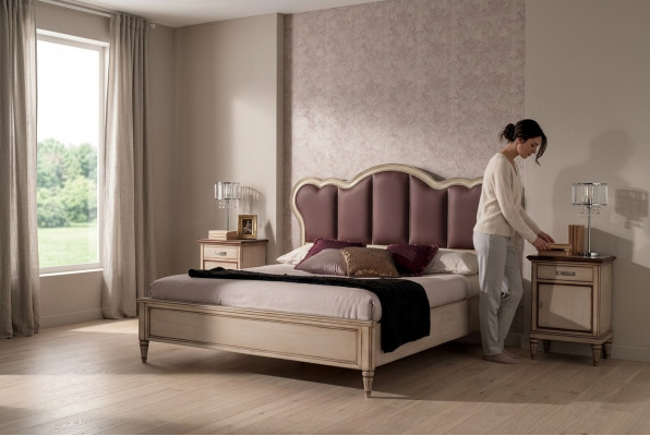 Duebelbett Schlofzëmmer Hotel Bestietnes Luxus Bett 2x Nuettdësch 3-Stéck Set Better Nei
