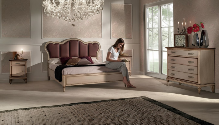 Bett Nuetsdësch Kommode Schlofkummer Set Design Klassesch Luxus Better Neit
