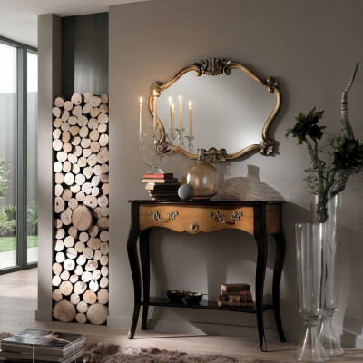 Konsol Dësch Miwwel Barock Stil Spigel Holz Italienesch Dëscher Grupp 2 Stéck Set