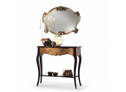 Konsol Dësch Miwwel Barock Stil Spigel Holz Italienesch Dëscher Grupp 2 Stéck Set