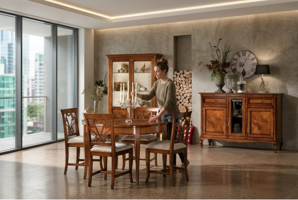 Iesszëmmer Set Garnitur Still 4x Vitrine Grupp Iessgrupp Vitrinen 7tlg. Kommode