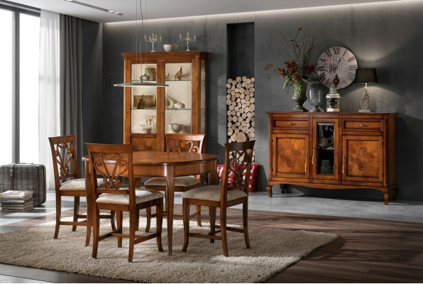 Iesszëmmer Set Garnitur Still 4x Vitrine Grupp Iessgrupp Vitrinen 7tlg. Kommode