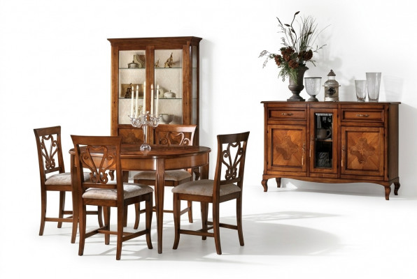Iesszëmmer Set Garnitur Still 4x Vitrine Grupp Iessgrupp Vitrinen 7tlg. Kommode