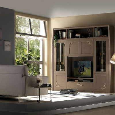 Wunnwand Schaf Vitrinn Holz Wunnzëmmer Miwwelen TV Schafwänn Design Vitrinnen