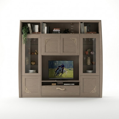 Wunnwand Schaf Vitrinn Holz Wunnzëmmer Miwwelen TV Schafwänn Design Vitrinnen