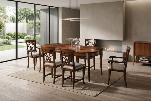 Miwwelen Ariichtung Grupp Dësch + 4 Stull Set 5tlg. Iessdësch Set Iesszëmmer