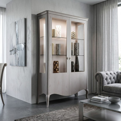 Glasvittrin Wunnzëmmer Sideboard Vitrin Iesszëmmer Sideboard Holzschiefen Miwwelen