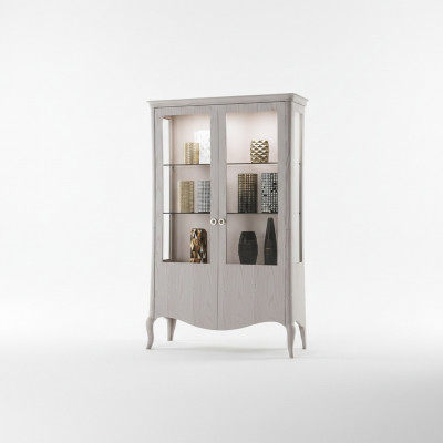 Glasvittrin Wunnzëmmer Sideboard Vitrin Iesszëmmer Sideboard Holzschiefen Miwwelen