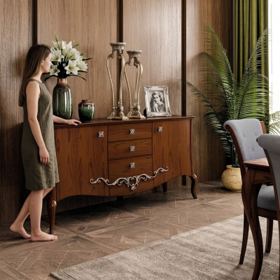 Kommode Tiräng Holz Kommoden Wunnzëmmer Sideboard Schaf Schief Massiv