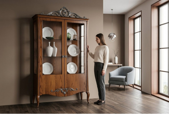 Wohnzëmmer Kommode Glas Schaf Vitrin Iesszëmmer Kommode Holz Schranken Miwwelen